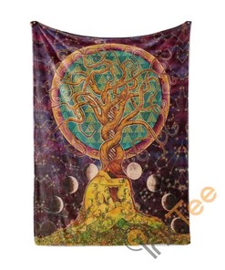 Tree Of Life With Moon Phase Celtic Sherpa Fleece Blanket Gifts for Family, for Couple
