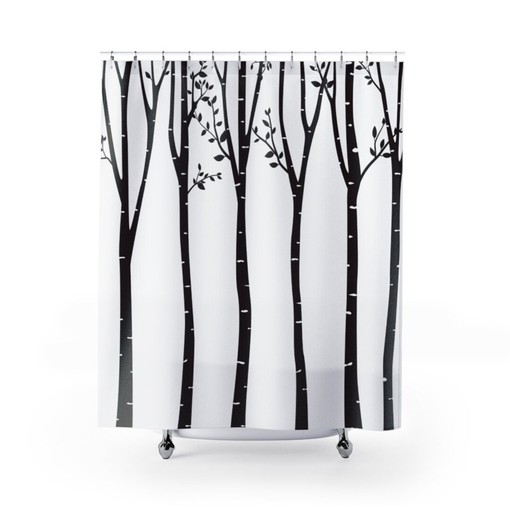 Tree Outline Shower Curtain Bathroom Curtain, Designer Bathroom Decor