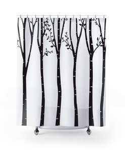 Tree Outline Shower Curtain Bathroom Curtain, Designer Bathroom Decor, Contemporary Modern Shower Curtain