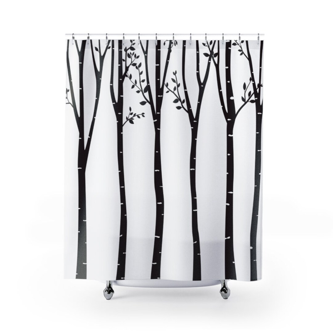 Tree Outline Shower Curtain Bathroom Curtain, Designer Bathroom Decor, Contemporary Modern Shower Curtain