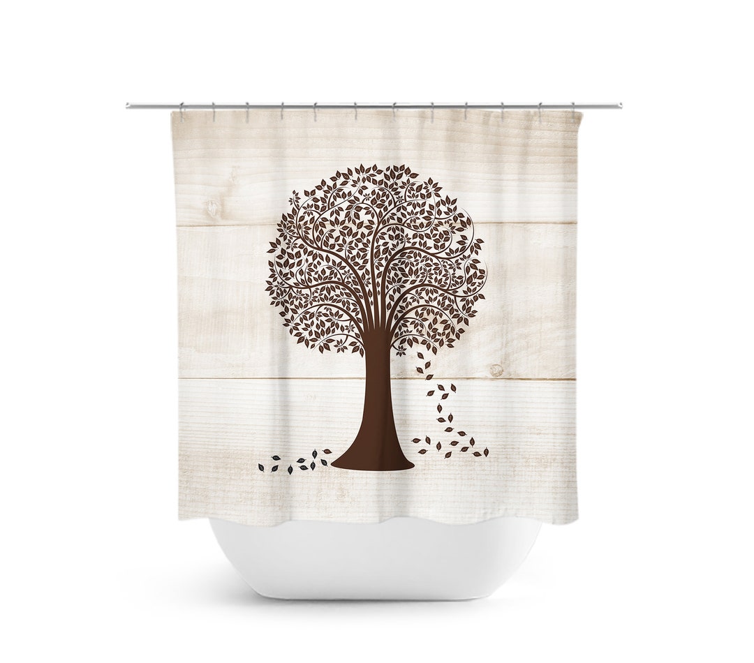 Tree Shower Curtain, Country Bathroom Decor, Rustic Shower Curtain, Farmhouse Bathroom Decor, Brown Bath Curtain, Brown Bathroom