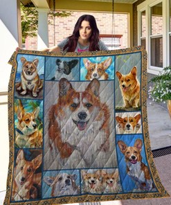Trending Dog Corgi Quilt Blanket Bedding Set for Home Décor