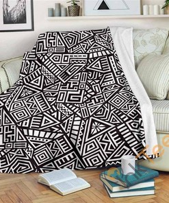 Tribal Aztec Geometric Pattern Sherpa Fleece Blanket Gifts for Family, for Couple