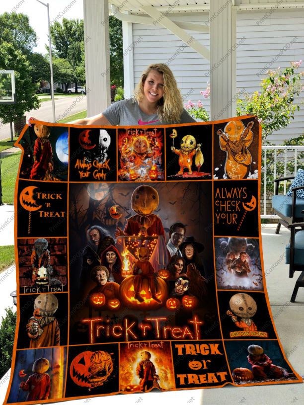 Trick ‘R Treat Always Check Your Halloween Quilt Blanket Bedding Set