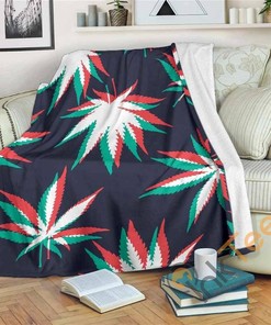 Trippy Hemp Leaves Reggae Pattern Sherpa Fleece Blanket Gifts for Family, for Couple