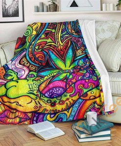 Trippy Psychedelic Colorful Sherpa Fleece Blanket Gifts for Family, for Couple