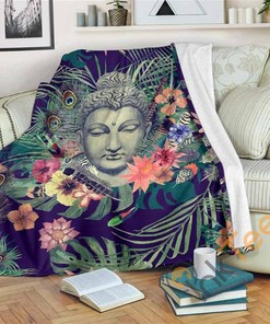 Tropical Buddha Sherpa Fleece Blanket Gifts for Family, for Couple