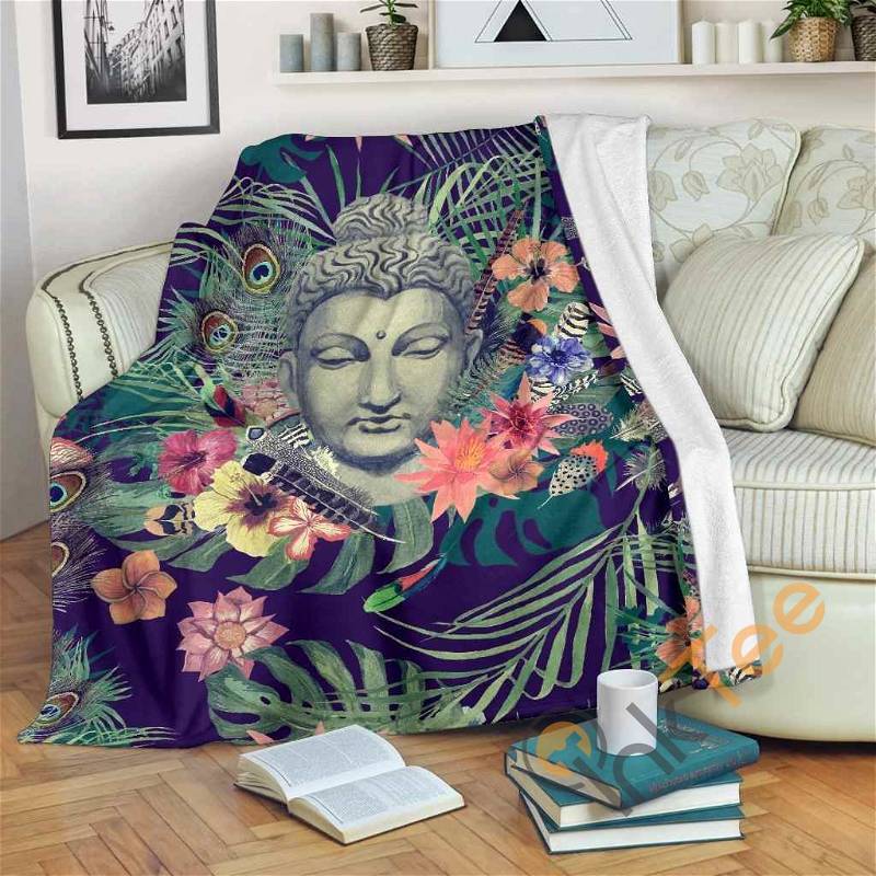 Tropical Buddha Sherpa Fleece Blanket Gifts for Family, for Couple