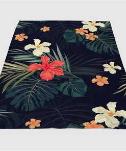 Tropical Flower Sherpa Fleece Blanket Gifts for Family, for Couple