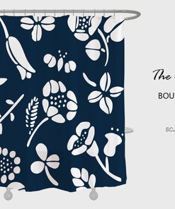 Tropical Flower Tulip Shower Curtain, Floral Plant Waterproof Washable Shower Curtain