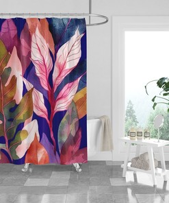 Tropical Foliage Shower Curtain Optional Towels