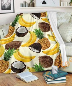 Tropical Fruits Pattern Sherpa Fleece Blanket Gifts for Family, for Couple
