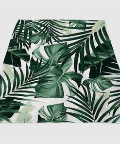 Tropical Jungle Leaves Pattern Sherpa Fleece Blanket Gifts for Family, for Couple