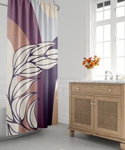 Tropical Leaf Mid-Century Modern Shower Curtain, Boho Bath Curtain, Bath Decor