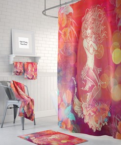 Tropical Mermaid Shower Curtain Bath Mat, Towels
