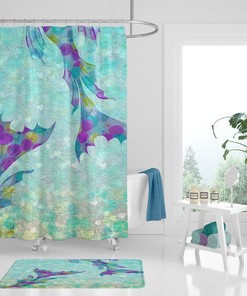 Tropical Mermaid Shower Curtain, Mermaid Bathroom Decor