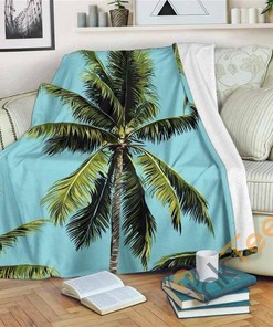 Tropical Palm Tree Pattern Sherpa Fleece Blanket Gifts for Family, for Couple
