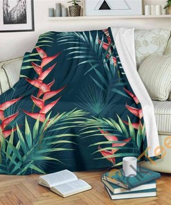 Tropical Plants Hawaii Pattern Sherpa Fleece Blanket Gifts for Family, for Couple