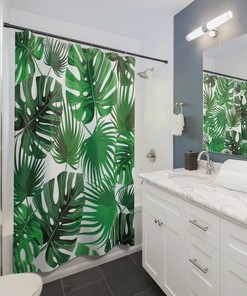 Tropical Shower Curtain, Palm Leaves Shower Curtain, Nature Lover Shower Curtain Bathroom Decor, Housewarming Gift