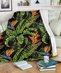 Tropical Summer Pattern Sherpa Fleece Blanket Gifts for Family, for Couple