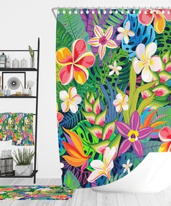 Tropical Wildflower Floral Shower Curtain, Bath, Towel Options