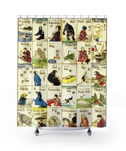 Tsunajima Kamekichi Fashionable Melange of English Words from 1887 Shower Curtain
