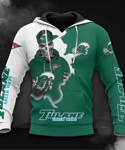 Tulane Green Wave Hoodie Long Sleeve Zip Hoodie for Fan