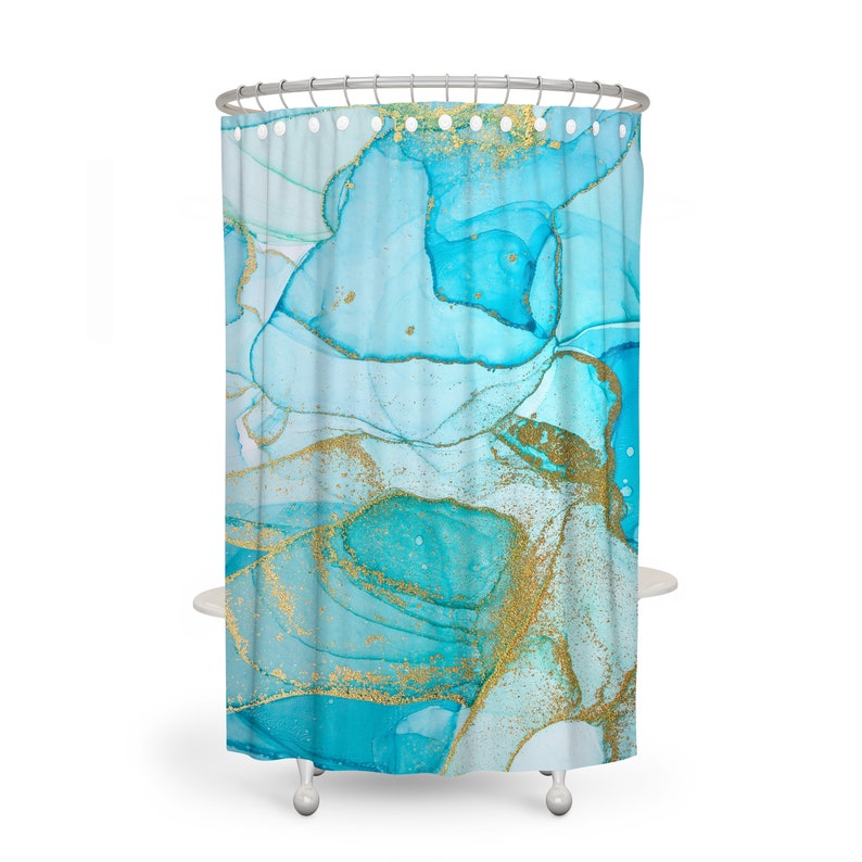 Turquoise Mist Shower Curtain, Bath - Image 2