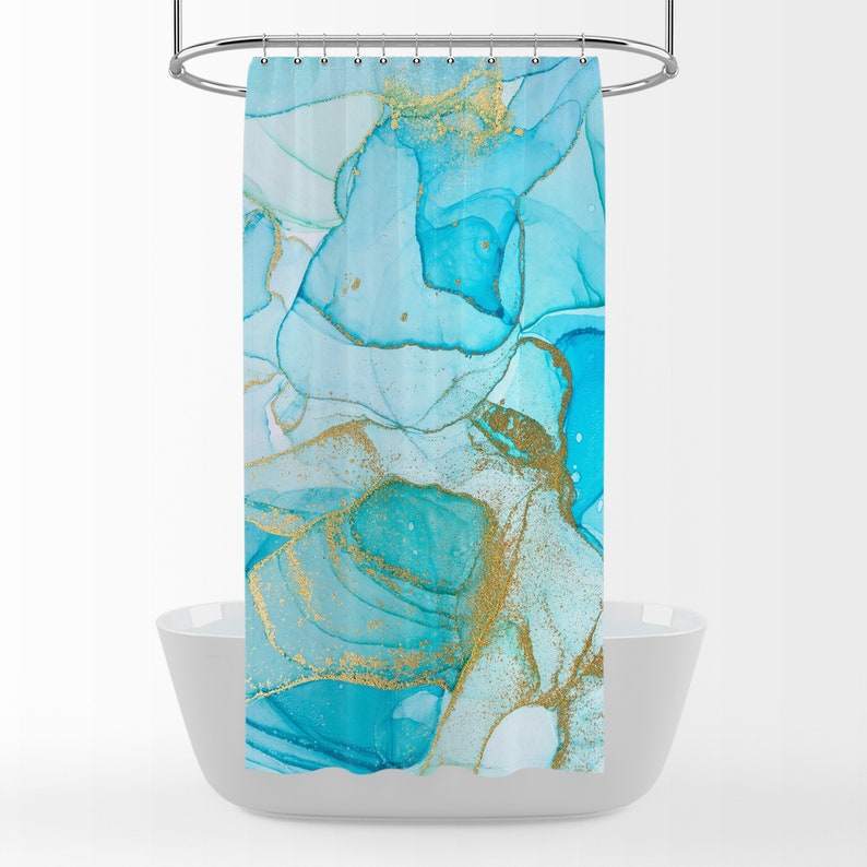 Turquoise Mist Shower Curtain For Bathroom - Image 3