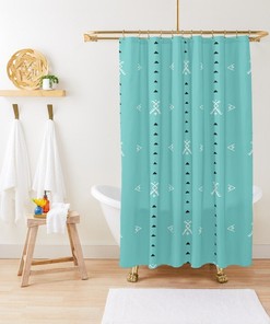 Turquoise Shower Curtain, Boho Colorful Curtain, Bathroom Decor, Eco-Friendly Material, Waterproof, Bath Decor
