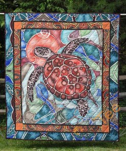 Turtle 0 Quilt Blanket Bedding Set With Pilliwcases Option For Picnic Or Home Decor
