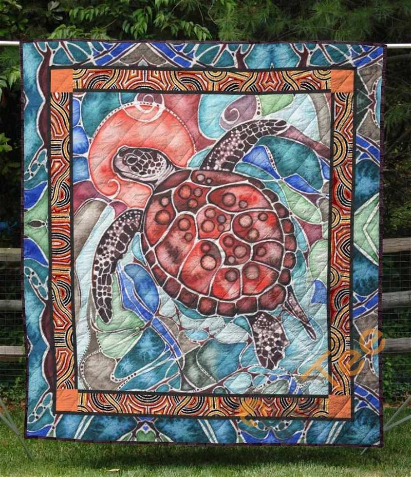 Turtle 0 Quilt Blanket Bedding Set With Pilliwcases Option For Picnic Or Home Decor