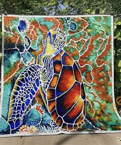 Turtle 3 Quilt Blanket Bedding Set With Pilliwcase Option