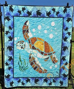 Turtle 3 Quilt Blanket Bedding Set With Pilliwcases Option