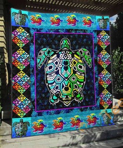 Turtle 6 Quilt Blanket Bedding Set With Pilliwcases Option