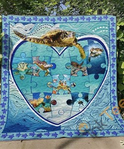 Turtle 6 Quilt Blanket Bedding Set With Pillowcase Option