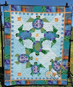 Turtle 7 Quilt Blanket Bedding Set With Pillowcase Option