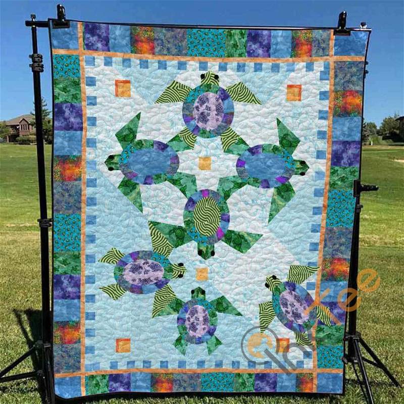 Turtle 7 Quilt Blanket Bedding Set With Pillowcase Option