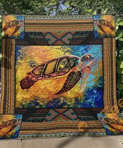Turtle 8 Quilt Blanket Bedding Set With Pilliwcases Option For Picnic Or Home Decor