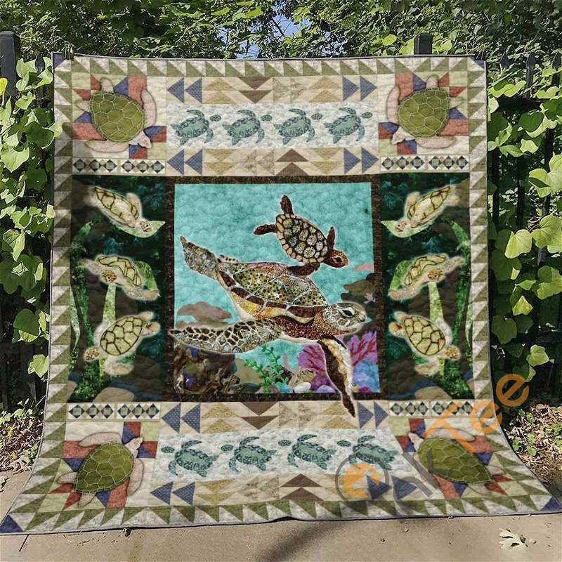 Turtle 9 Quilt Blanket Bedding Set With Pilliwcase Option