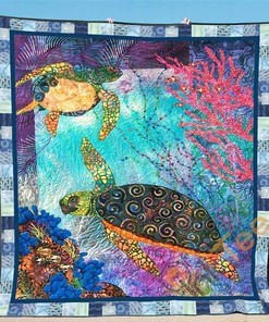 Turtle 9 Quilt Blanket Bedding Set With Pilliwcases Option