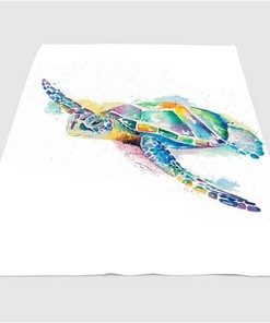 Turtle Colorful Sherpa Fleece Blanket Gifts for Family, for Couple