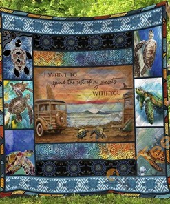Turtle I Want To Spend The Reft Of My Sunsets With You Quilt Blanket Bedding Set