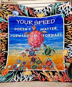 Turtle Lovers Rejoice with Quilt And Pillowcase Bedding Set - Speed Doesn't Matter