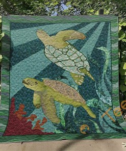 Turtle Quilt Blanket Bedding Set With Pilliwcase Option Ver5