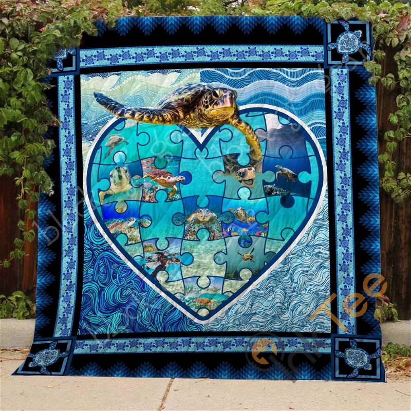 Turtle Quilt Blanket Bedding Set With Pilliwcase Option Ver9