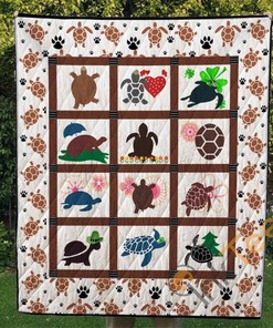 Turtle Quilt Blanket Bedding Set With Pilliwcases Option