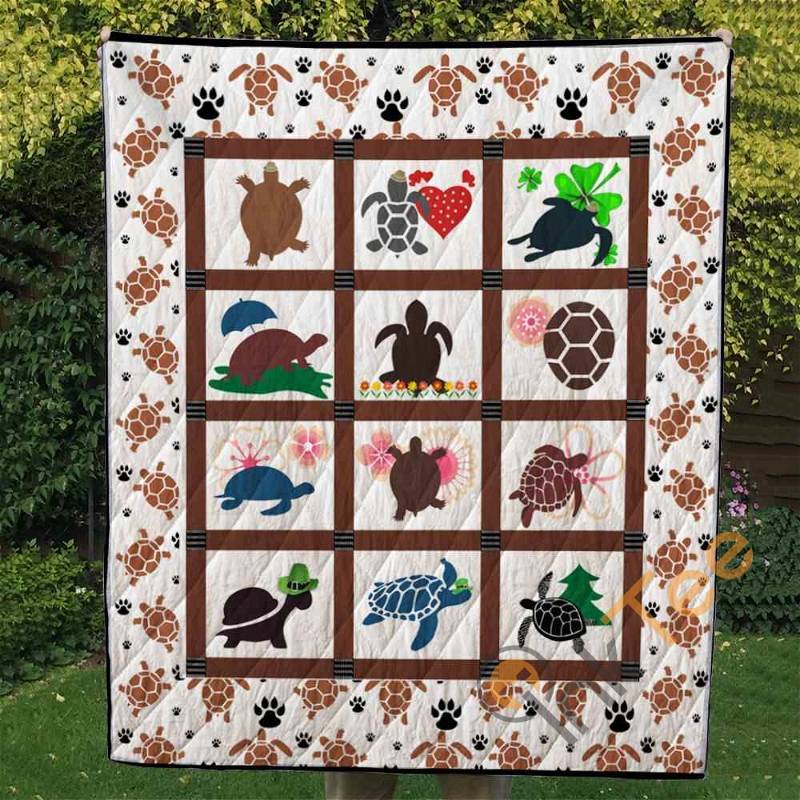 Turtle Quilt Blanket Bedding Set With Pilliwcases Option