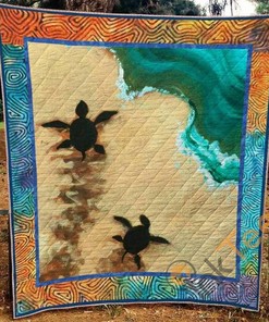 Turtle Quilt Blanket Bedding Set With Pilliwcases Option Gifts For Lover