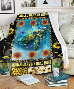 Turtle Sherpa Fleece Blanket Gift for Family